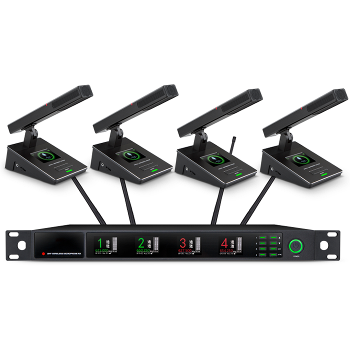 XLM-9734  遠(yuǎn)距離無線真分集一拖四方管會(huì)議麥克風(fēng)